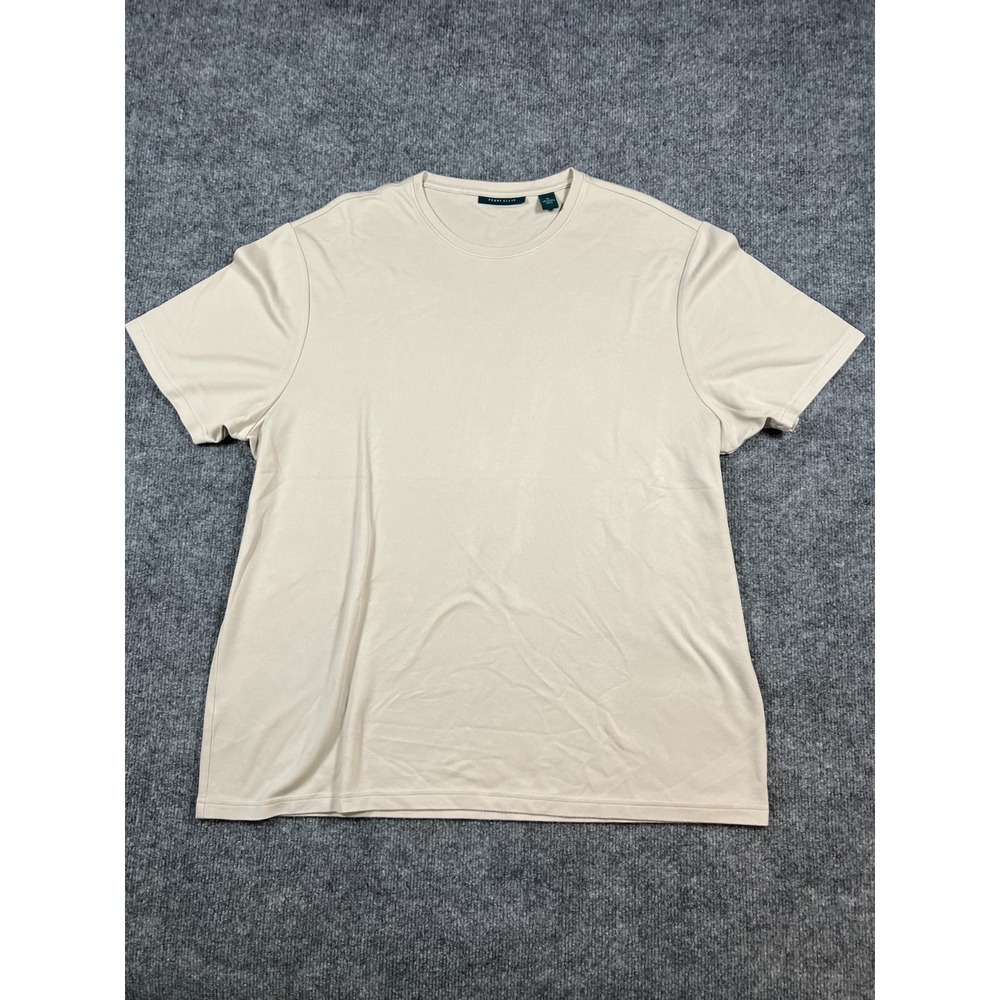 Perry Ellis T Shirt Mens XL Beige Rayon Lightweight Regular Fit Casual Wear
